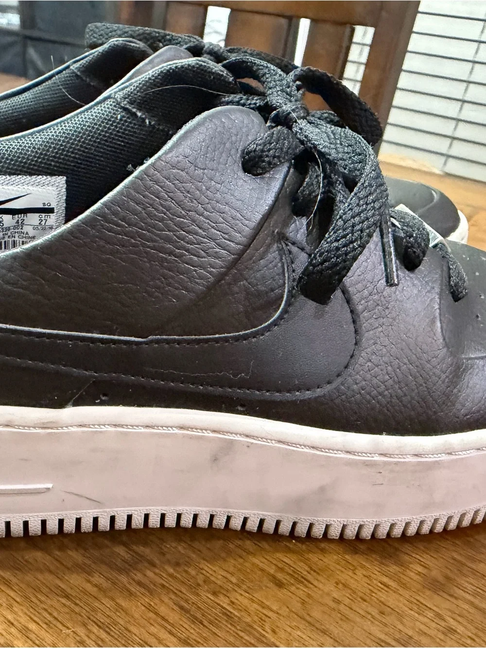 Nike Air Force 1 Platform Black Leather Sneakers
